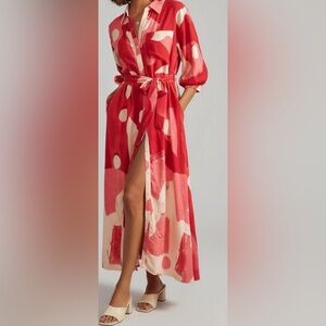 Anthropologie Mona Linen Shirt Dress By Maeve Size Medium